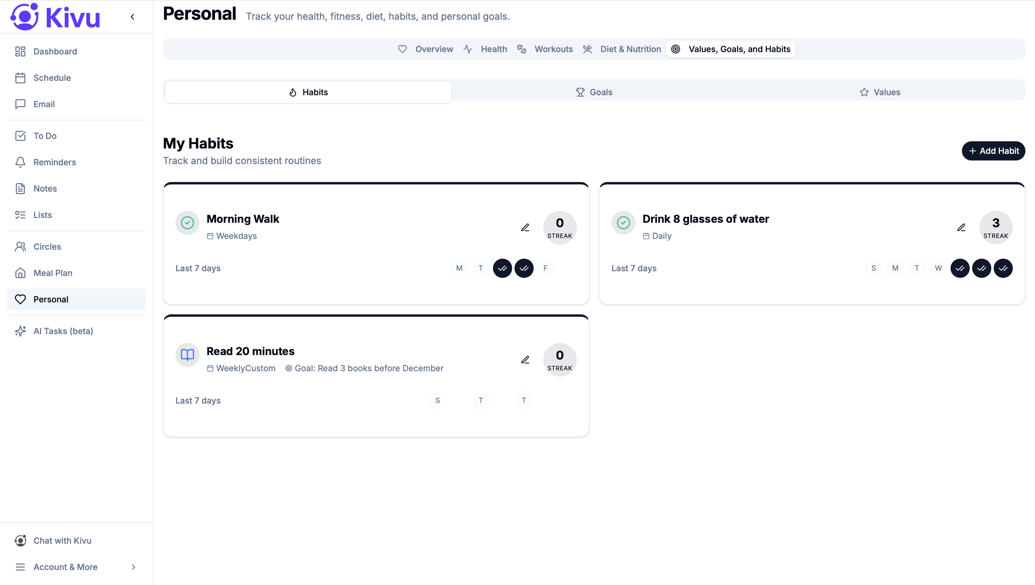 Habit tracker with streaks